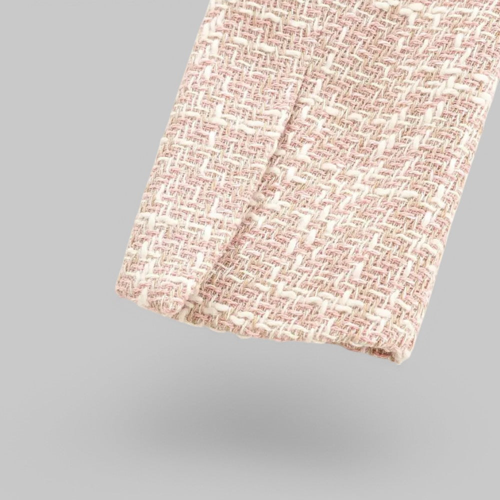 Women's Blazer | Double Breasted, Light Pink Tweed