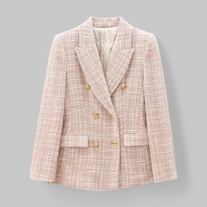 Women's Blazer | Double Breasted, Light Pink Tweed