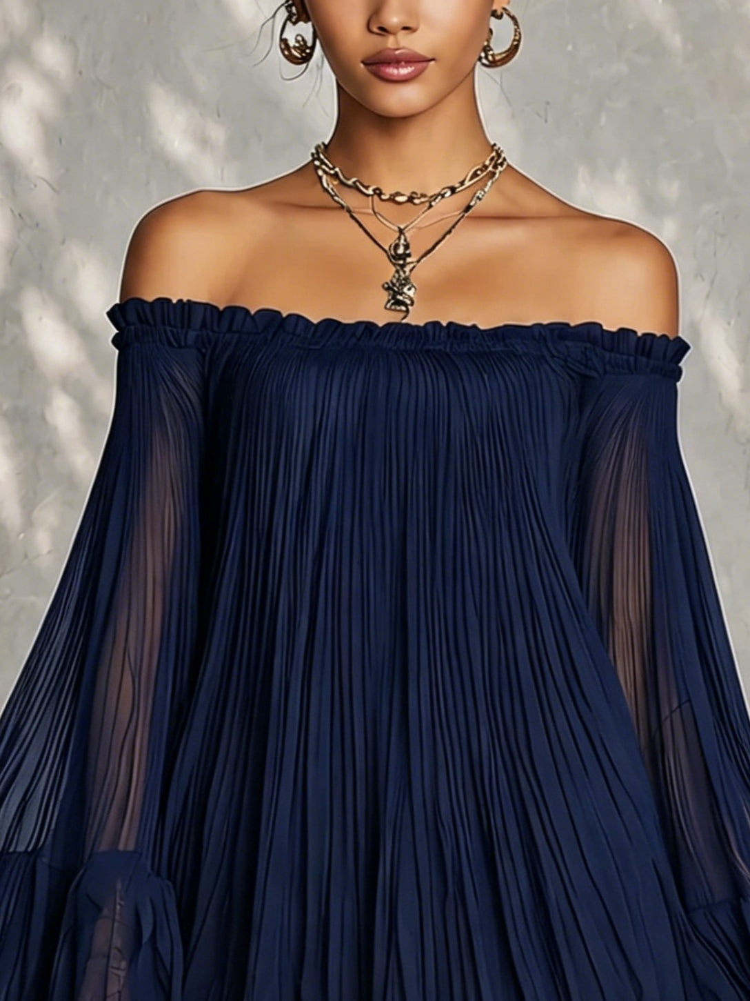 Christmas Party Dress | Women's Off Shoulder Mini Dress, Bell Sleeves, Chic