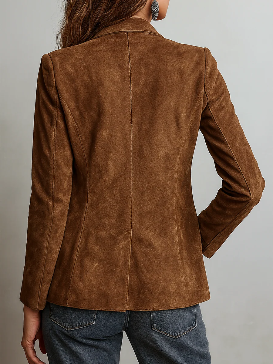Brown Suede Jacket | Vintage Contrast Stitching | Eco-Friendly