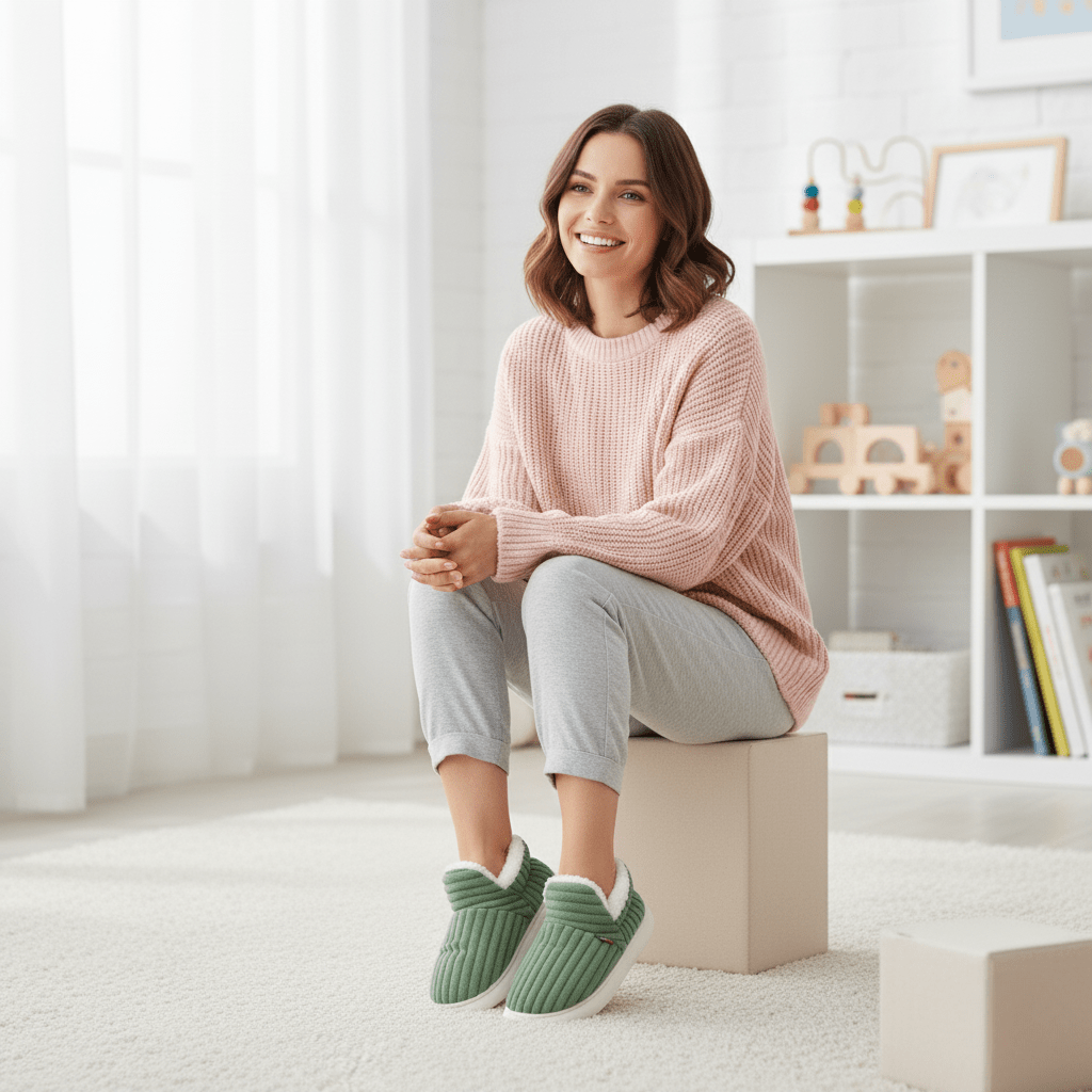Unisex Fleece-Lined Thermal House Slippers Non-Slip
