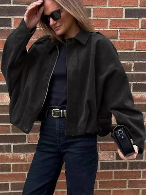 Oversized Bomber Jacket Women | Black, Apricot | Casual Streetwear