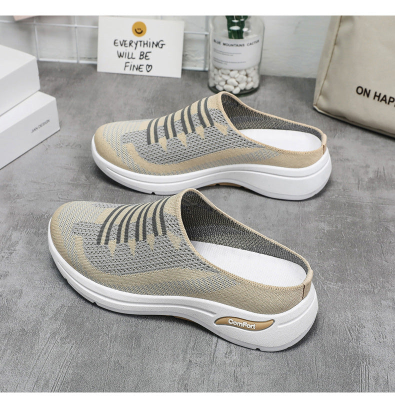 Knit slip-on sneakers breathable lightweight low profile casual