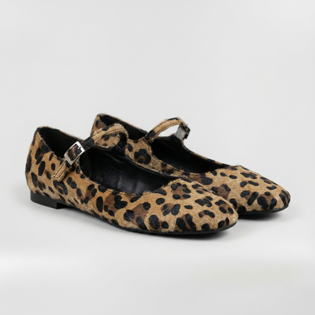 Women's Mary Jane Shoes | Leopard Print, Adjustable Buckle Strap