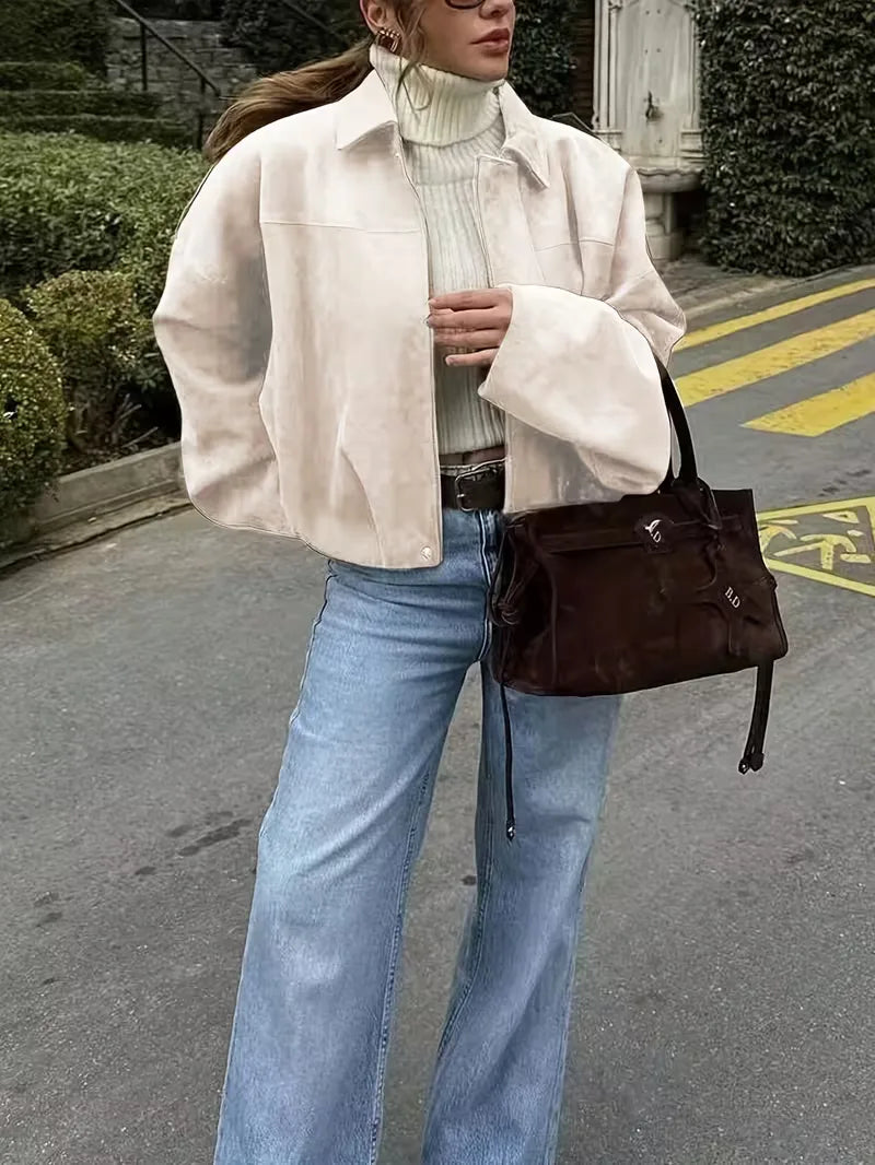 Oversized Bomber Jacket Women | Black, Apricot | Casual Streetwear