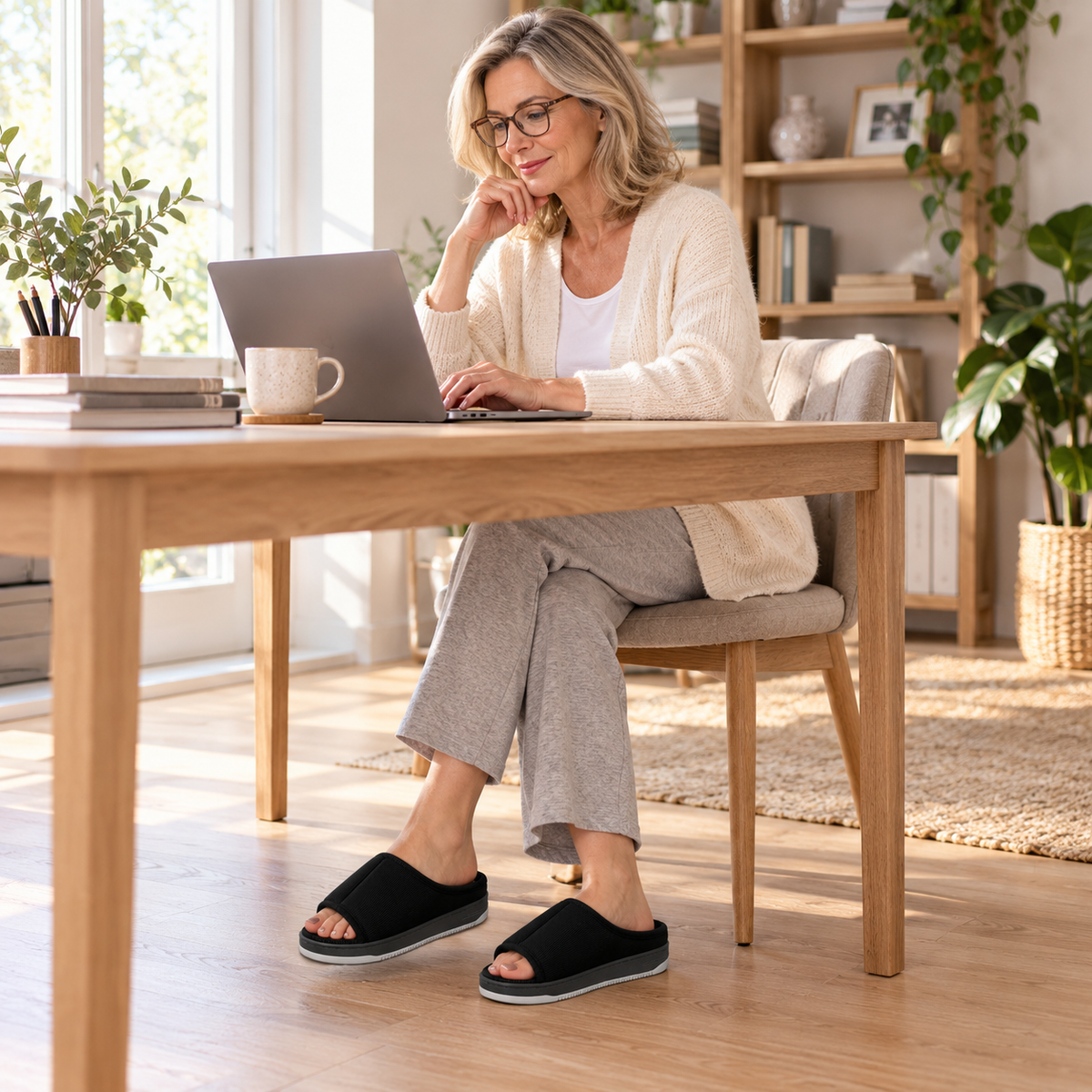 Extra Wide Slippers | Corduroy, Padded Comfort | Non Slip for Swollen Feet