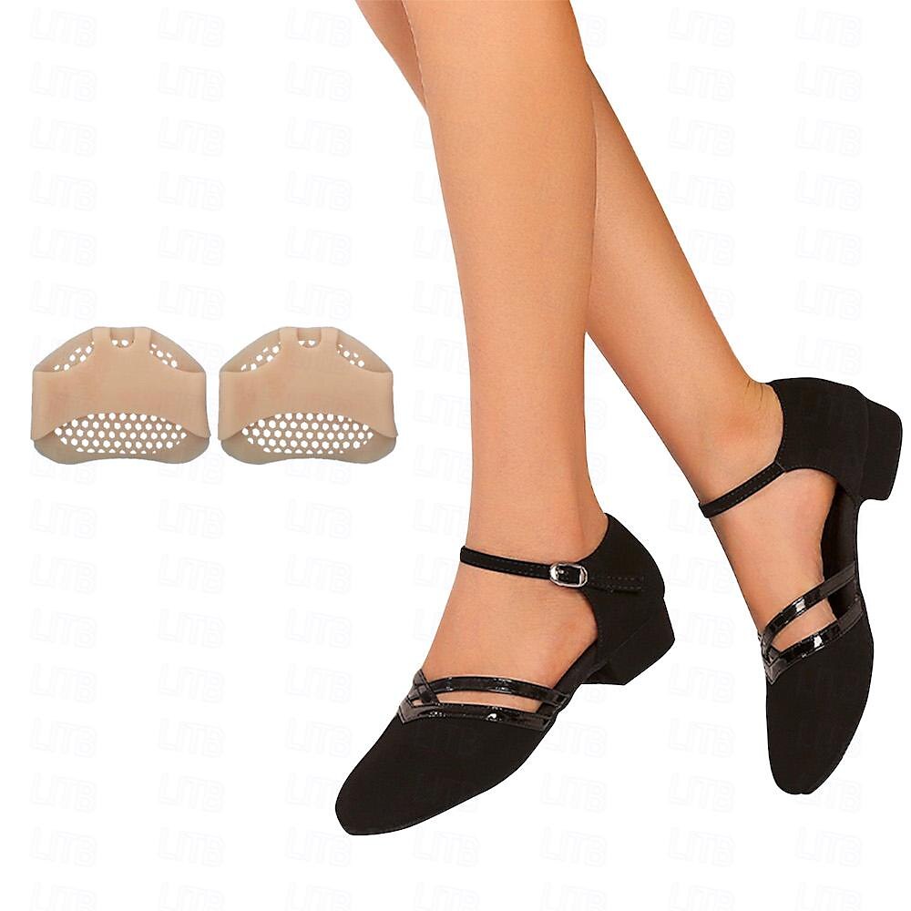 Women's Dance Shoes | Black Suede | Ankle Strap - Flat Sole