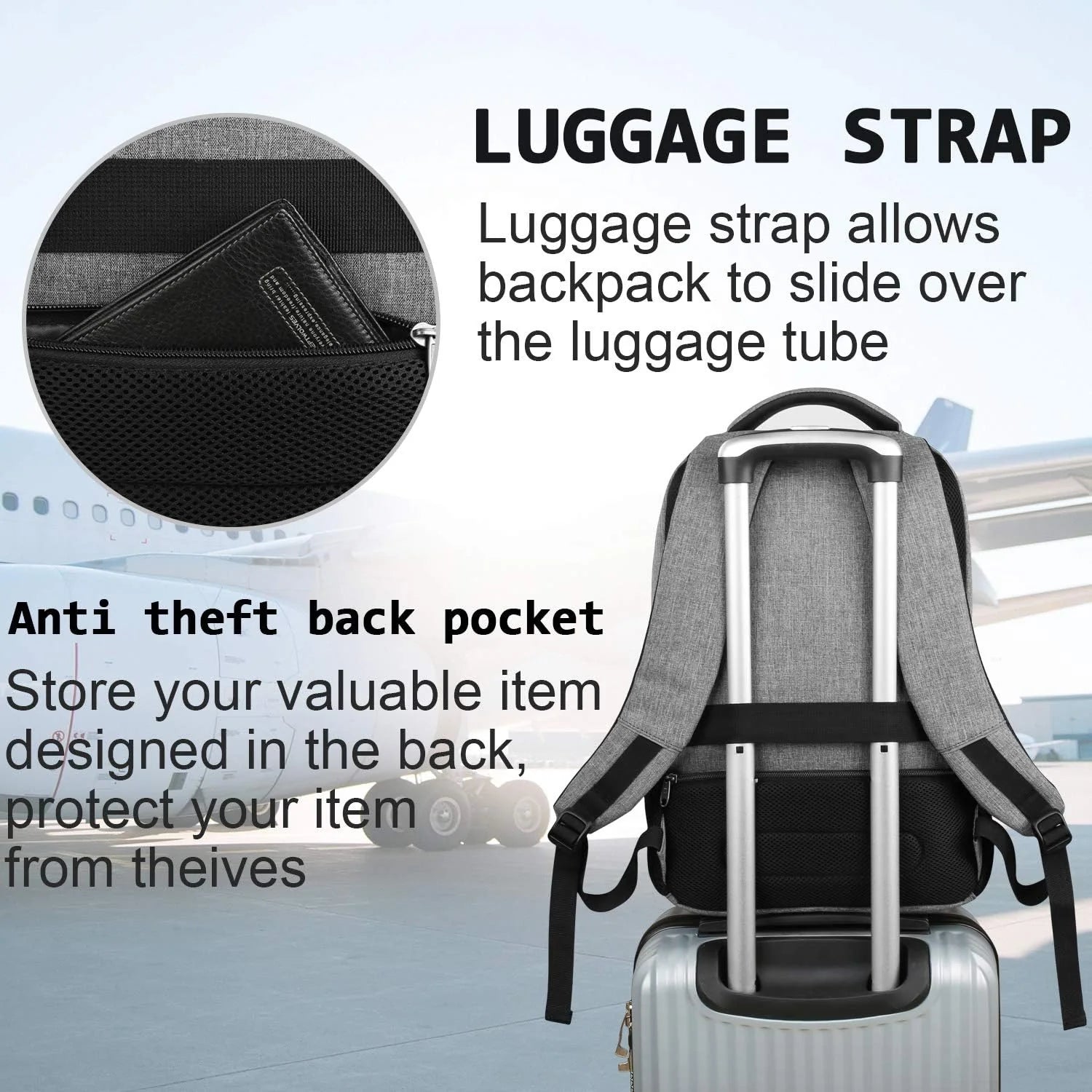 Anti-Theft Laptop Backpack | Slim Design with USB Port