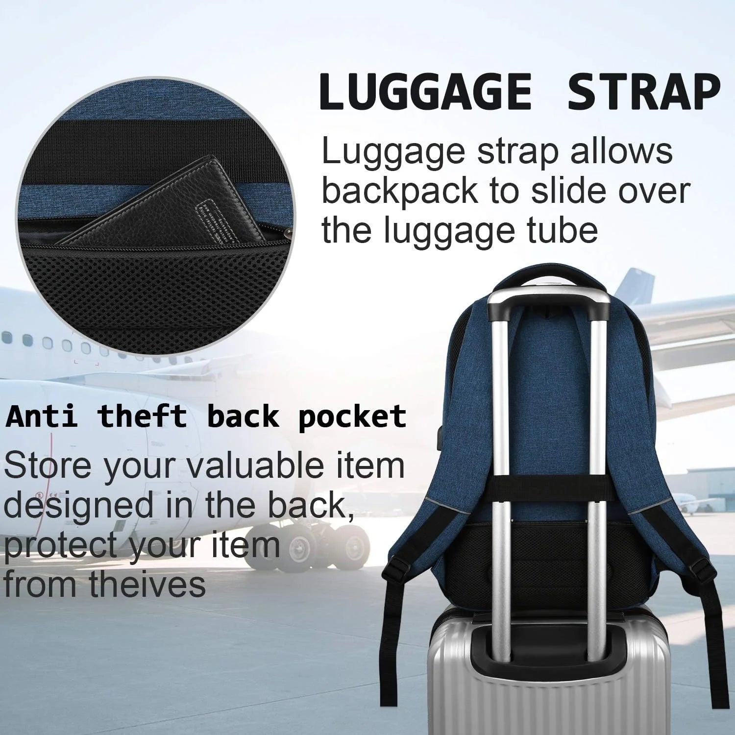 Anti-Theft Laptop Backpack | Slim Design with USB Port