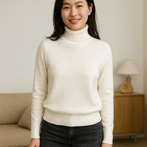 Velvet Turtleneck Jumper Thick Knit Slim Fit
