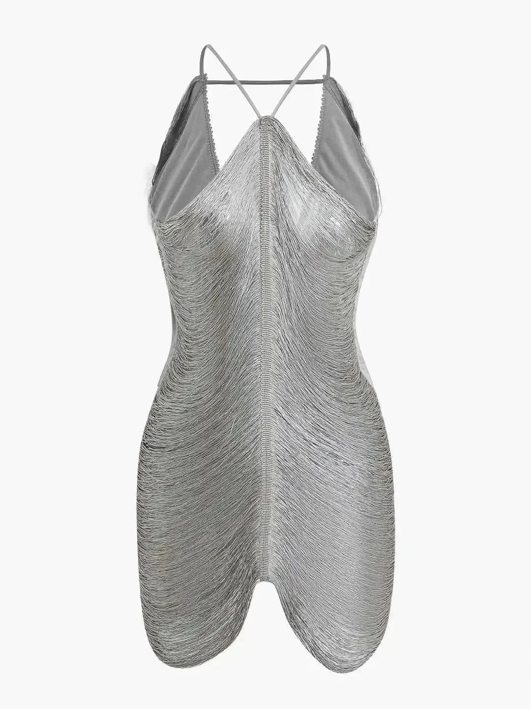 Christmas Party Dress | Women's Metallic Mini Dress, Asymmetric, Backless
