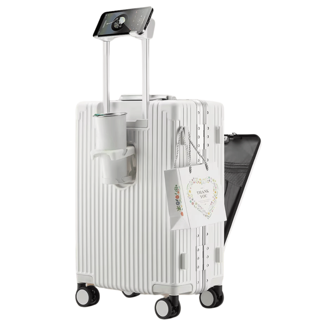Hard-shell carry-on suitcase | Front pocket, TSA lock, USB connection