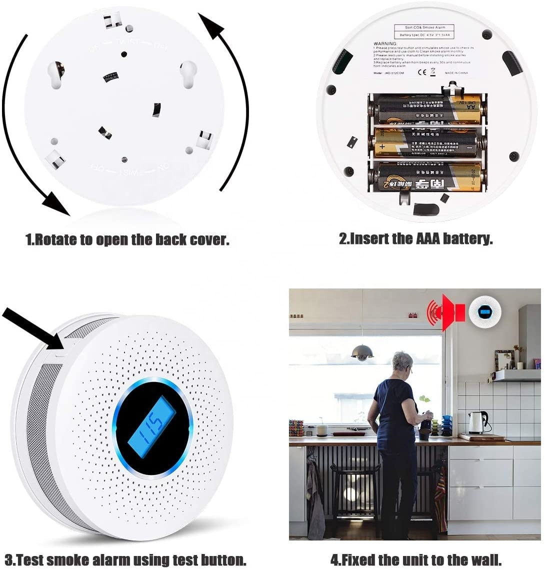 Lyra | 2-in-1 Carbon Monoxide and Smoke Sensor Combo for Home Safety