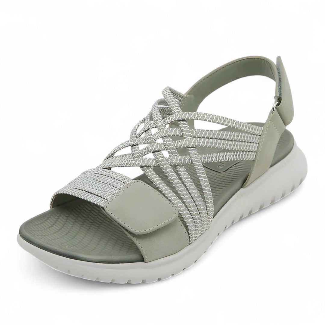 Women's Cushioned Sandals | Velcro Straps, PU Leather | Summer