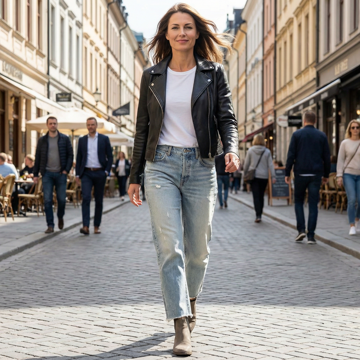 Women denim cropped pants with stretch fit ankle length