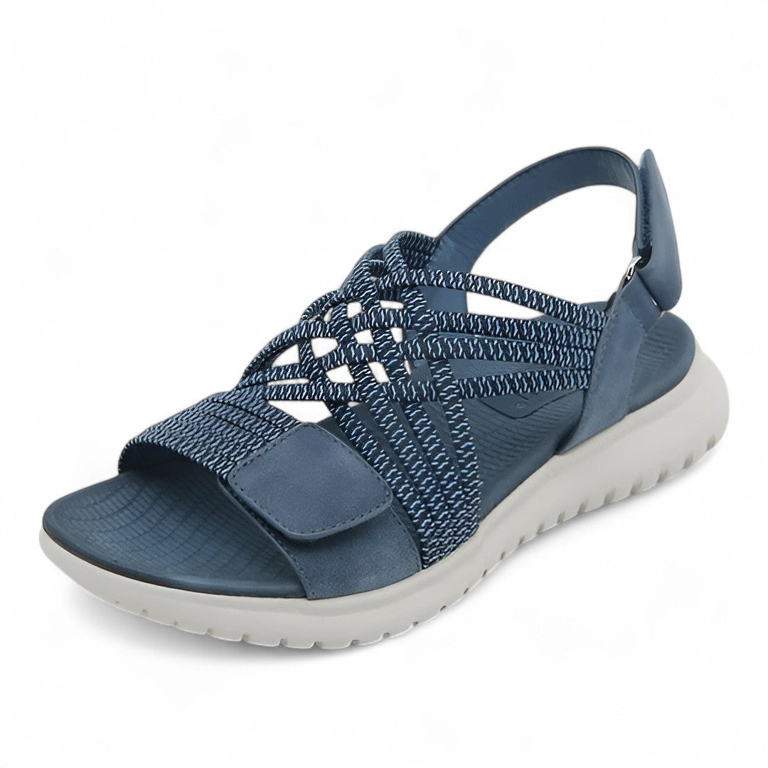 Women's Cushioned Sandals | Velcro Straps, PU Leather | Summer
