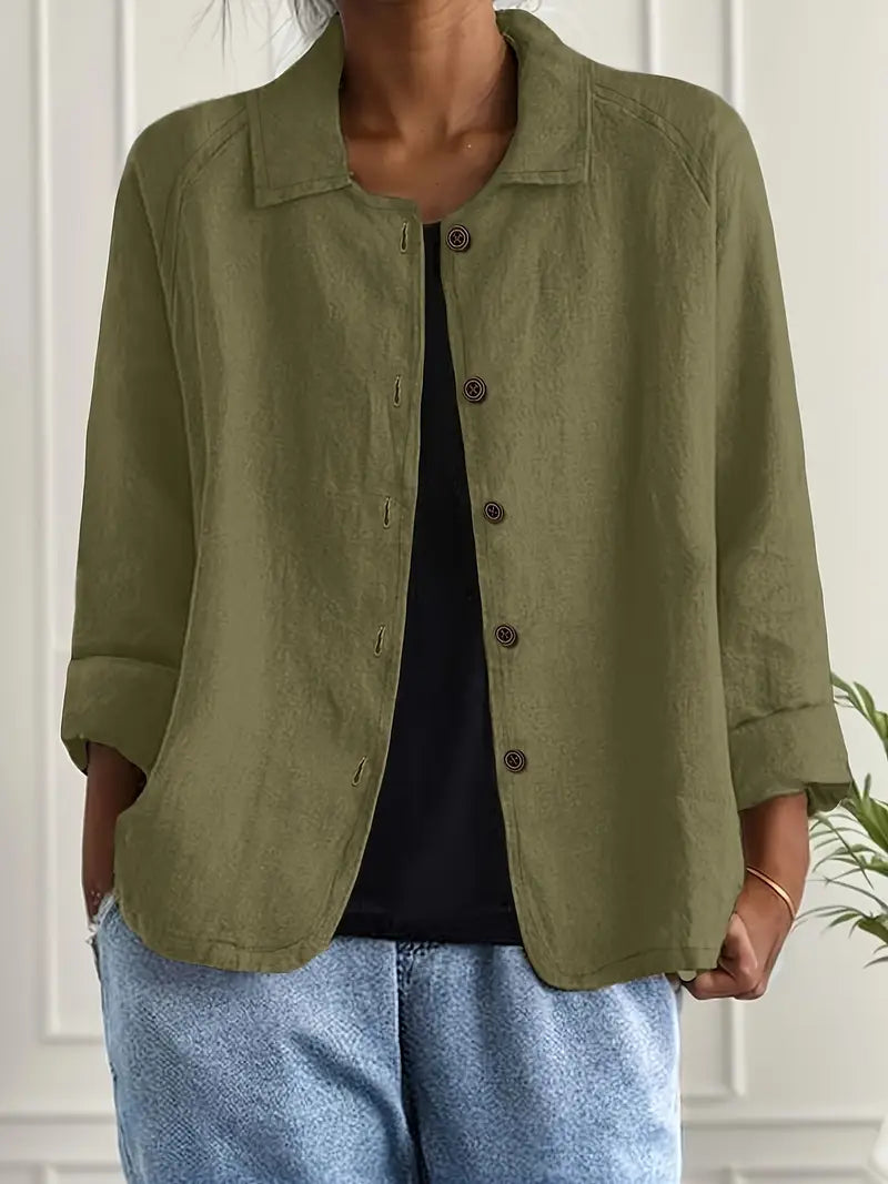 Women's Cardigan Shirt | Cotton Linen Blend, Relaxed Fit