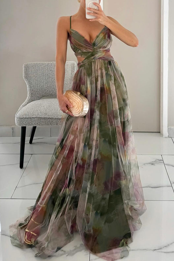 Maxi Evening Dress | Floral Print, Elegant Style | Formal Wear