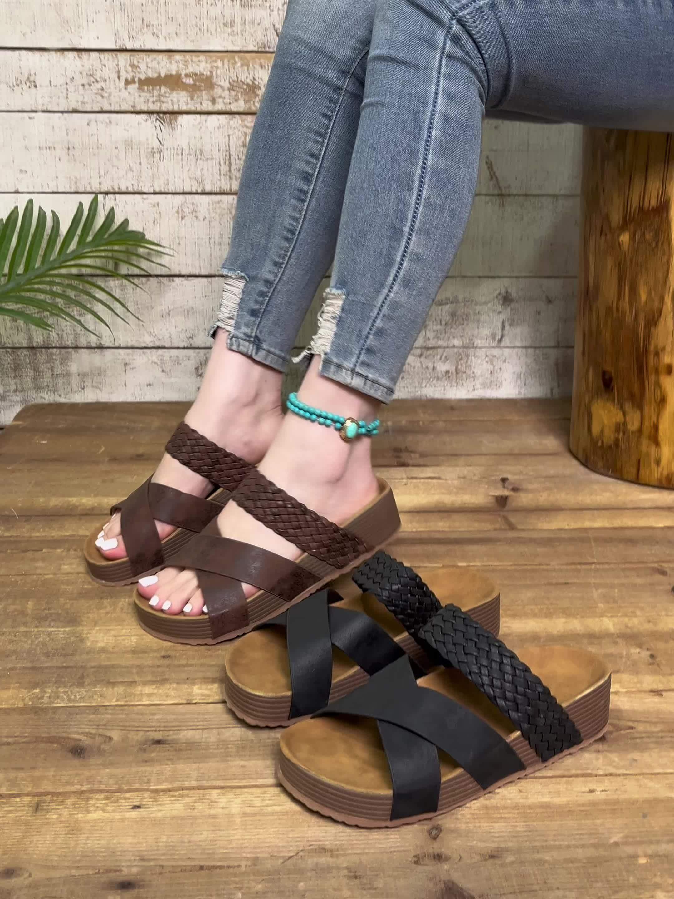 Women's Cushioned Sandals | Braided Straps, Platform Sole | Casual Summer