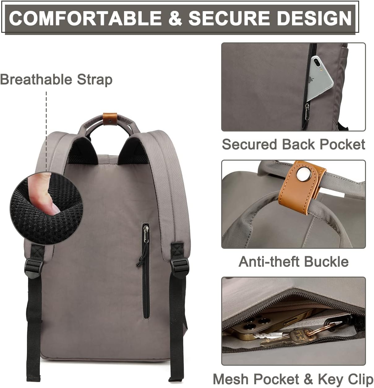Laptop Backpack | 15.6 Inch Water-Resistant, Vintage Organizer