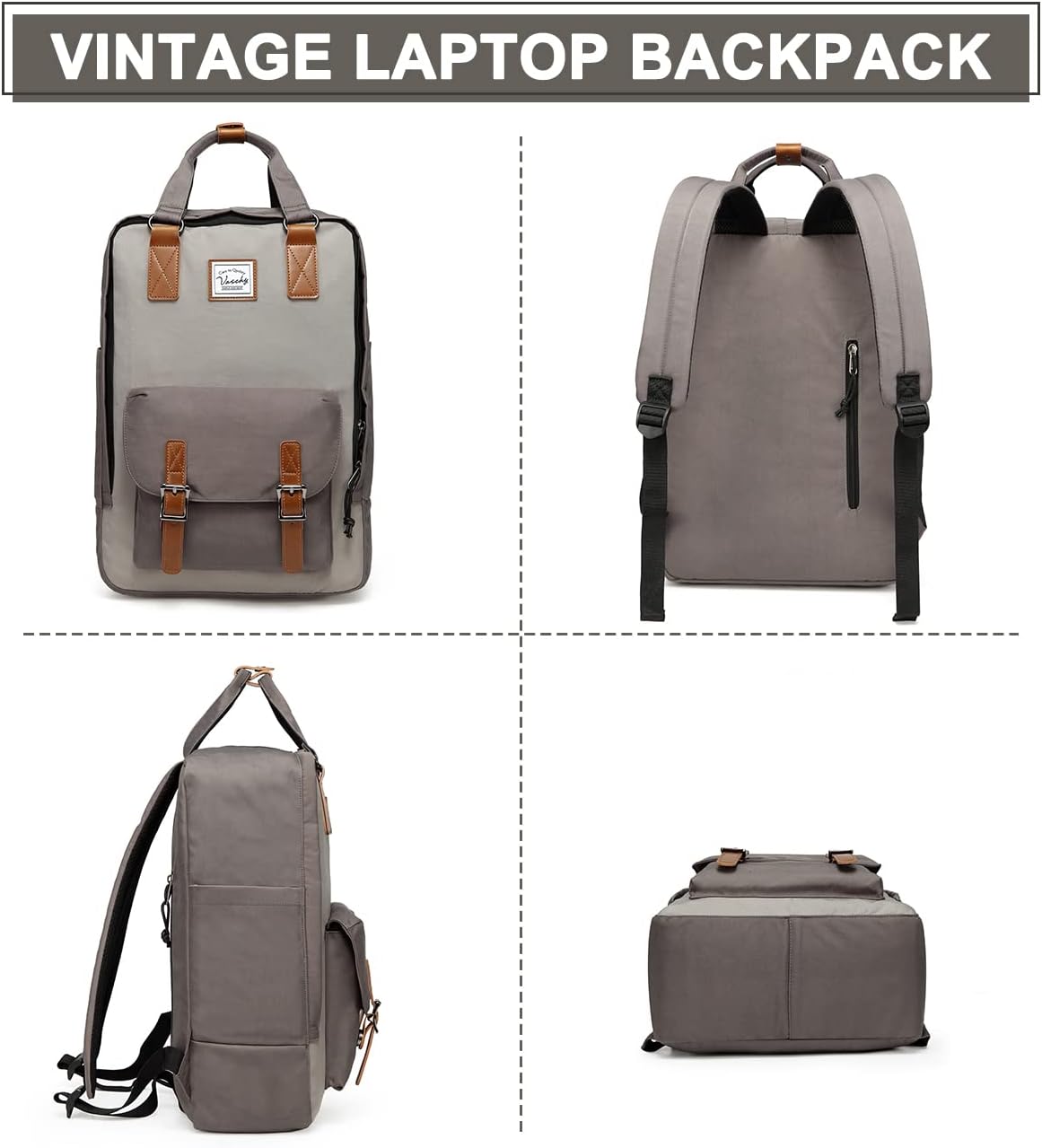 Laptop Backpack | 15.6 Inch Water-Resistant, Vintage Organizer