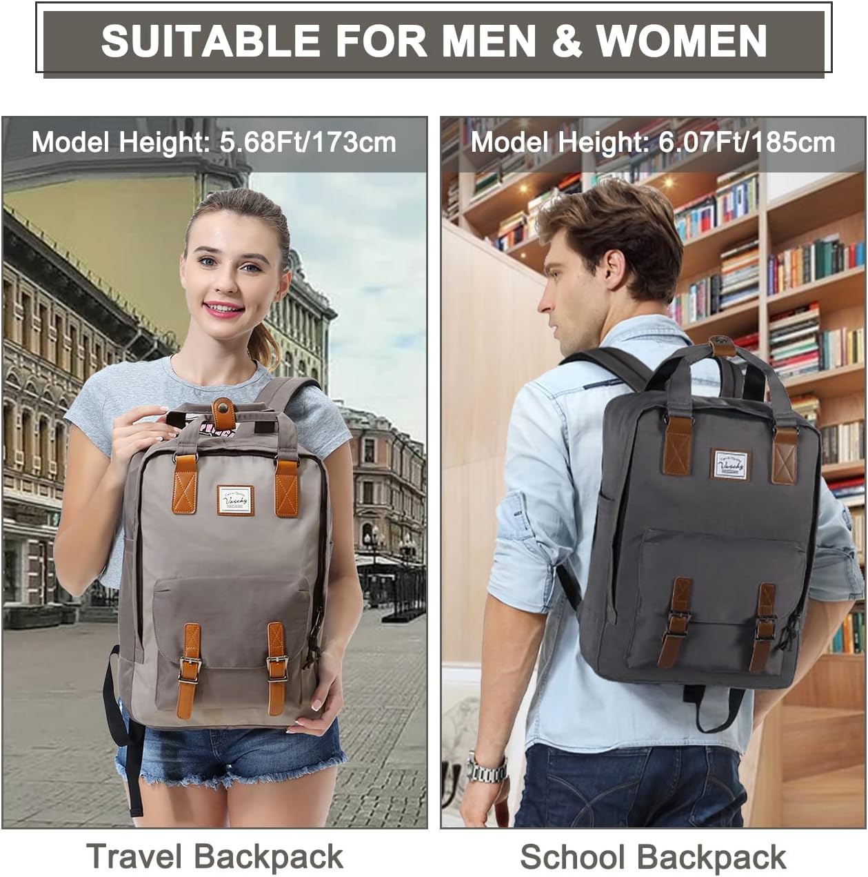 Laptop Backpack | 15.6 Inch Water-Resistant, Vintage Organizer