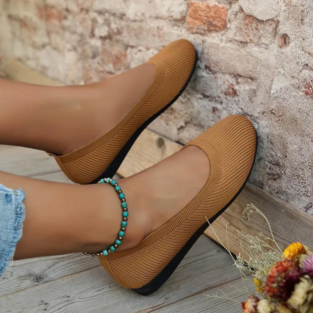 Ballerina Flats | Elastic Upper, Round Toe | Comfortable Slip-On
