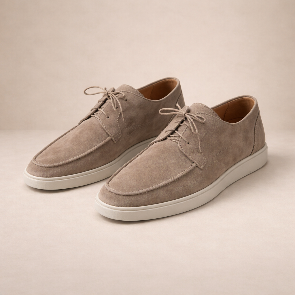 Men Suede Loafers Lace-Up Closed Toe