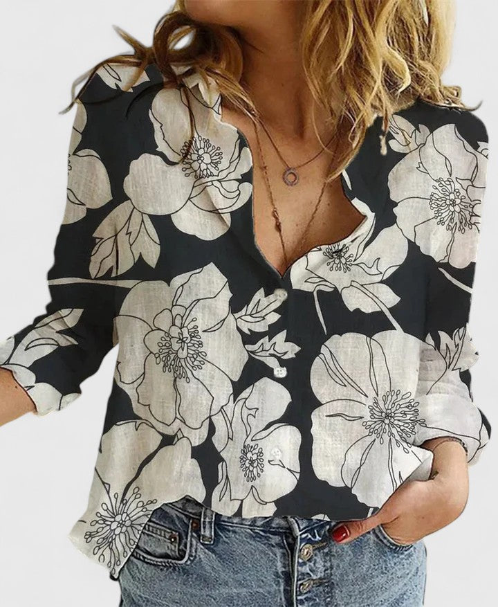 Women's Linen Blouse | Cotton Blend, Button-Down | Breathable