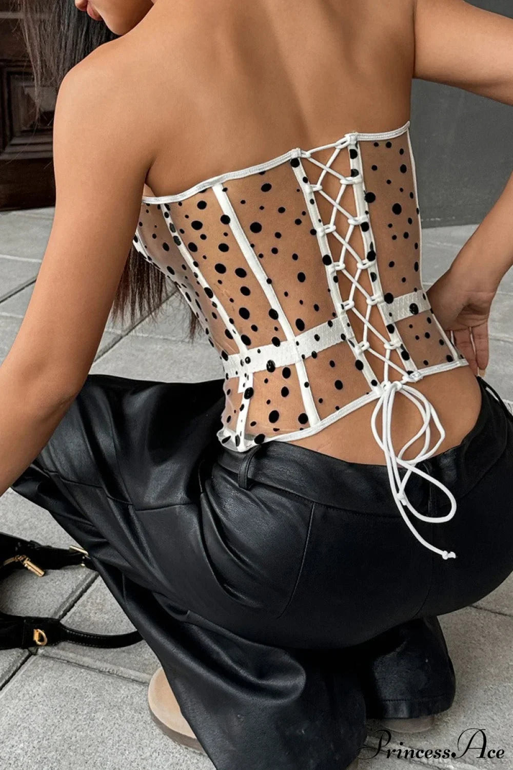 Bustier Corset | Black and White Polka Dot | Short