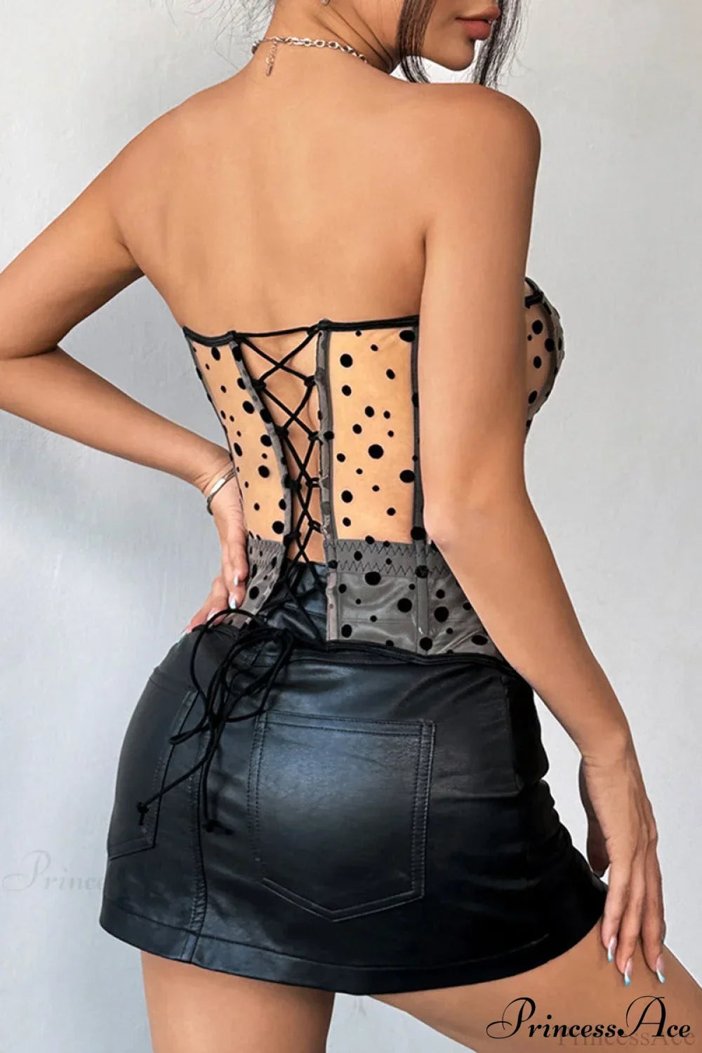 Bustier Corset | Black and White Polka Dot | Short