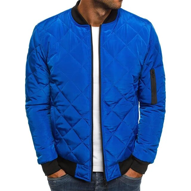 Men cotton bomber jacket padded with thick collar, solid colour