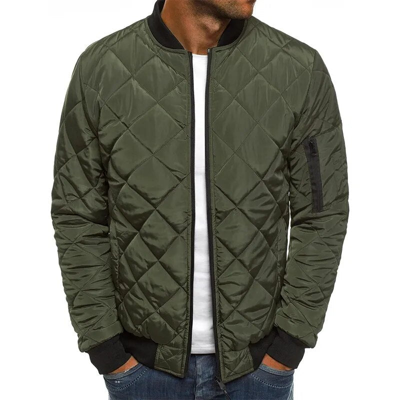 Men cotton bomber jacket padded with thick collar, solid colour