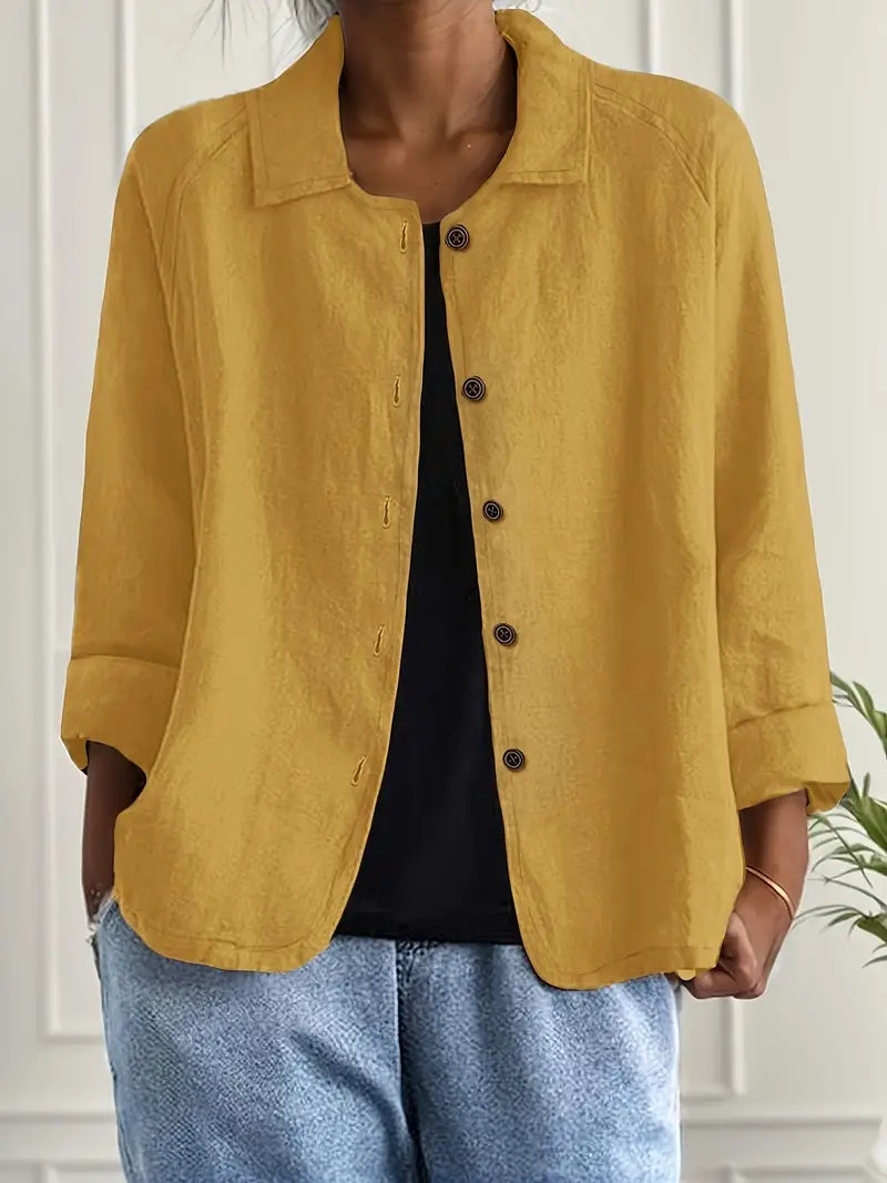 Women's Cardigan Shirt | Cotton Linen Blend, Relaxed Fit
