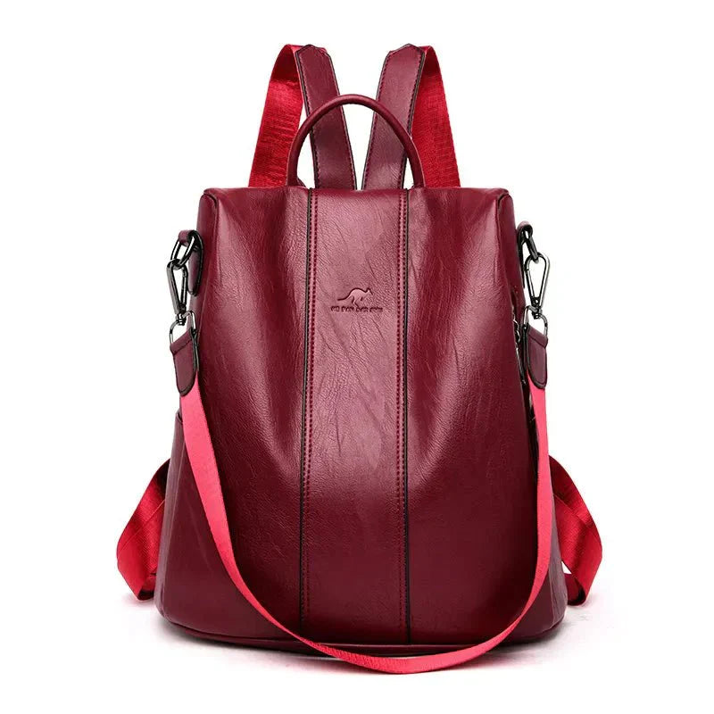 Women's Backpack | Black Leather, Anti-Theft | PU Leather, Multiple Pockets