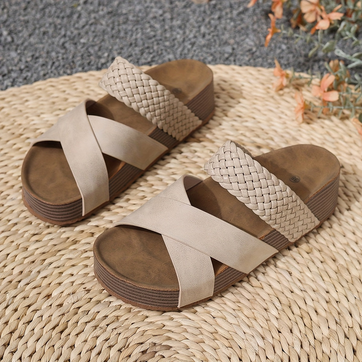 Women's Cushioned Sandals | Braided Straps, Platform Sole | Casual Summer