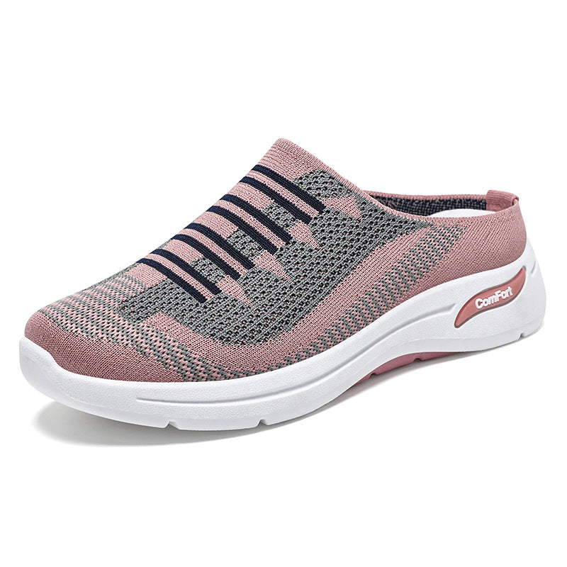 Knit slip-on sneakers breathable lightweight low profile casual
