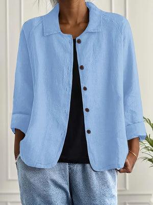 Women's Cardigan Shirt | Cotton Linen Blend, Relaxed Fit