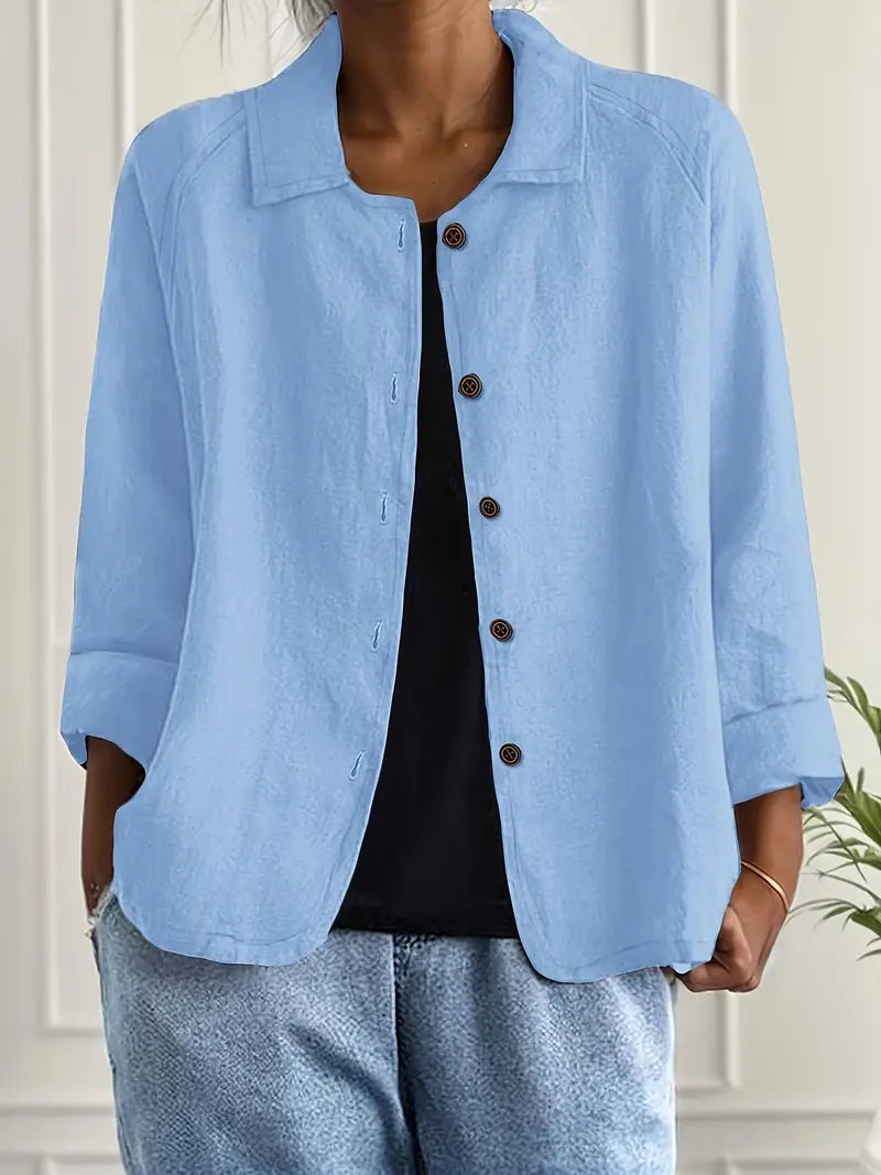 Women's Cardigan Shirt | Cotton Linen Blend, Relaxed Fit