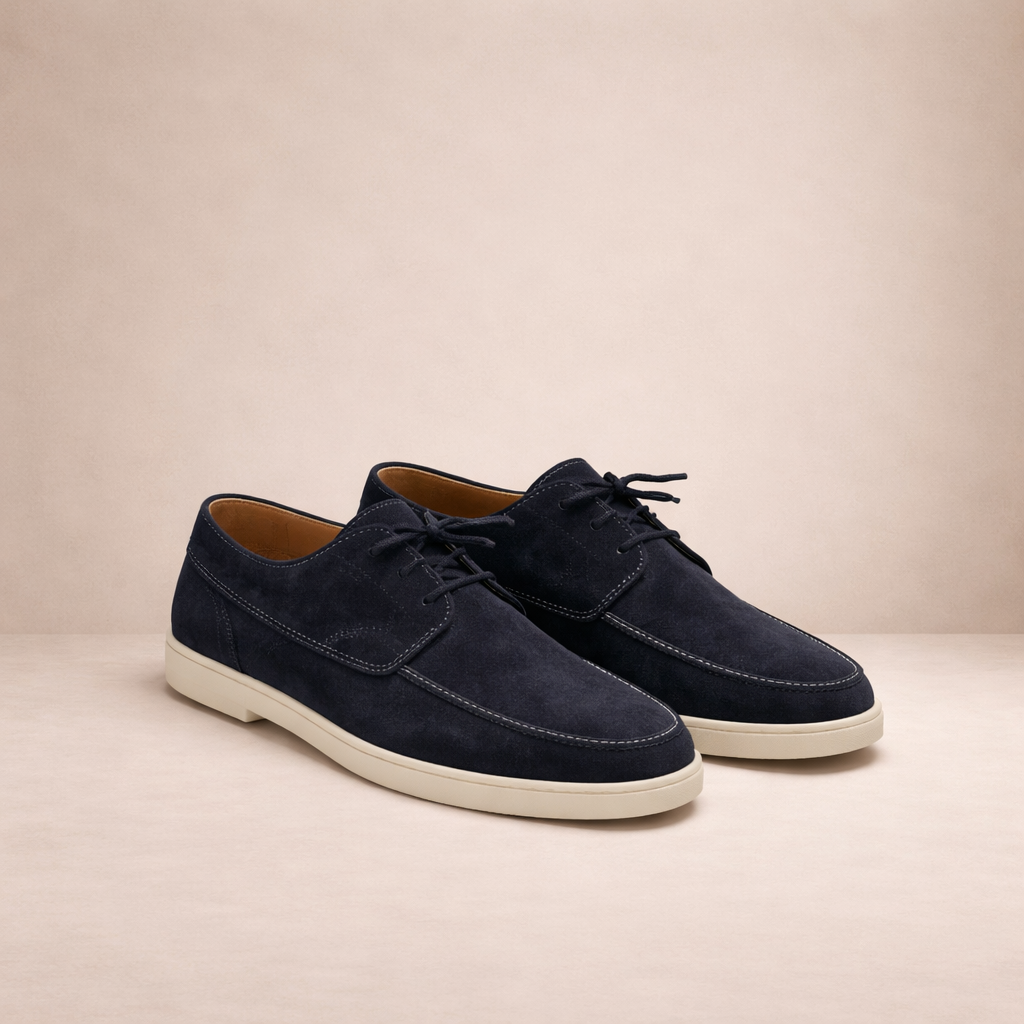 Men Suede Loafers Lace-Up Closed Toe