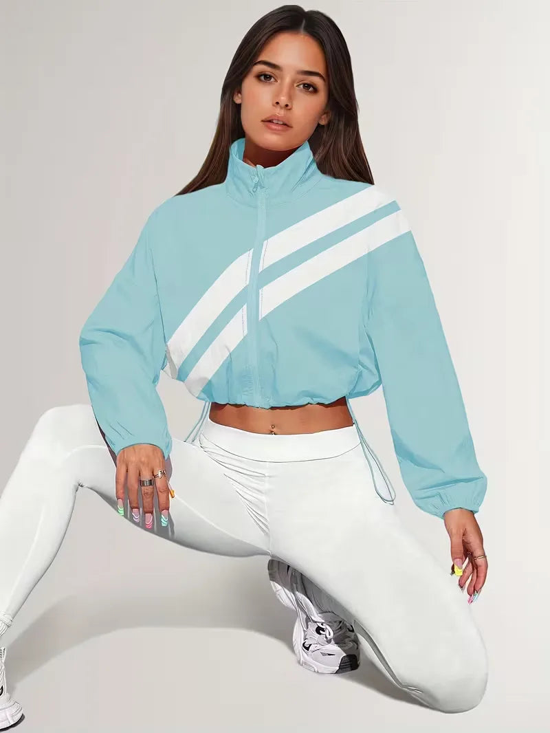Women's Track Jacket | Oversized Streetwear, Light Blue