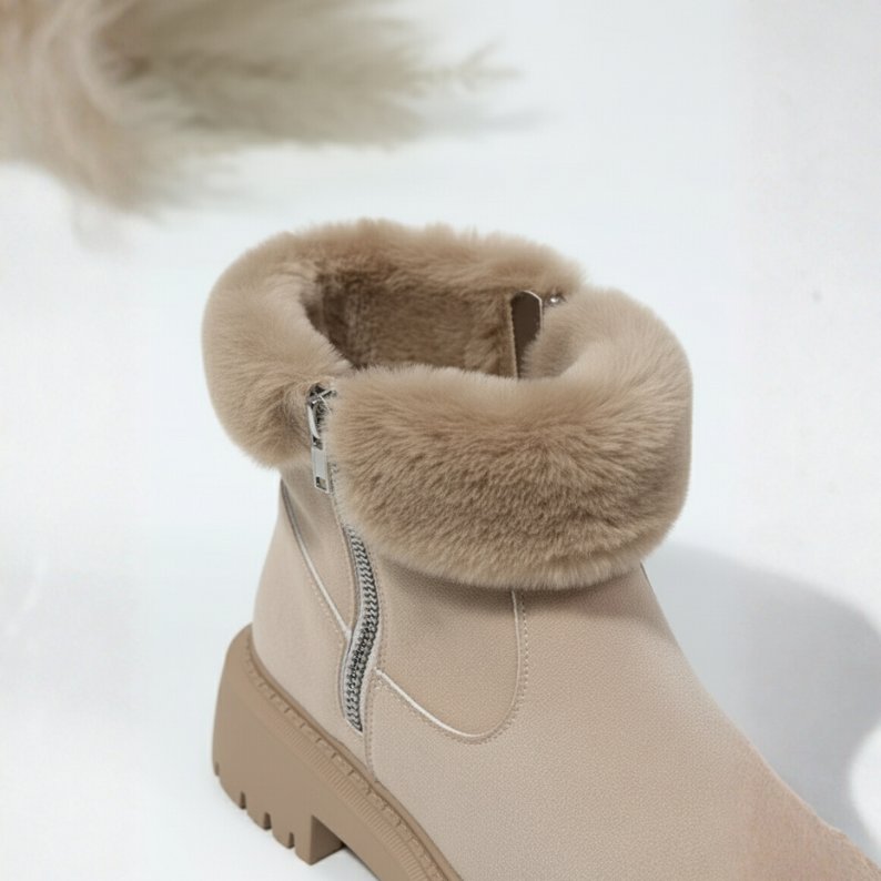 Womens Suede Ankle Boots Winter Warm Lined Chunky Platform