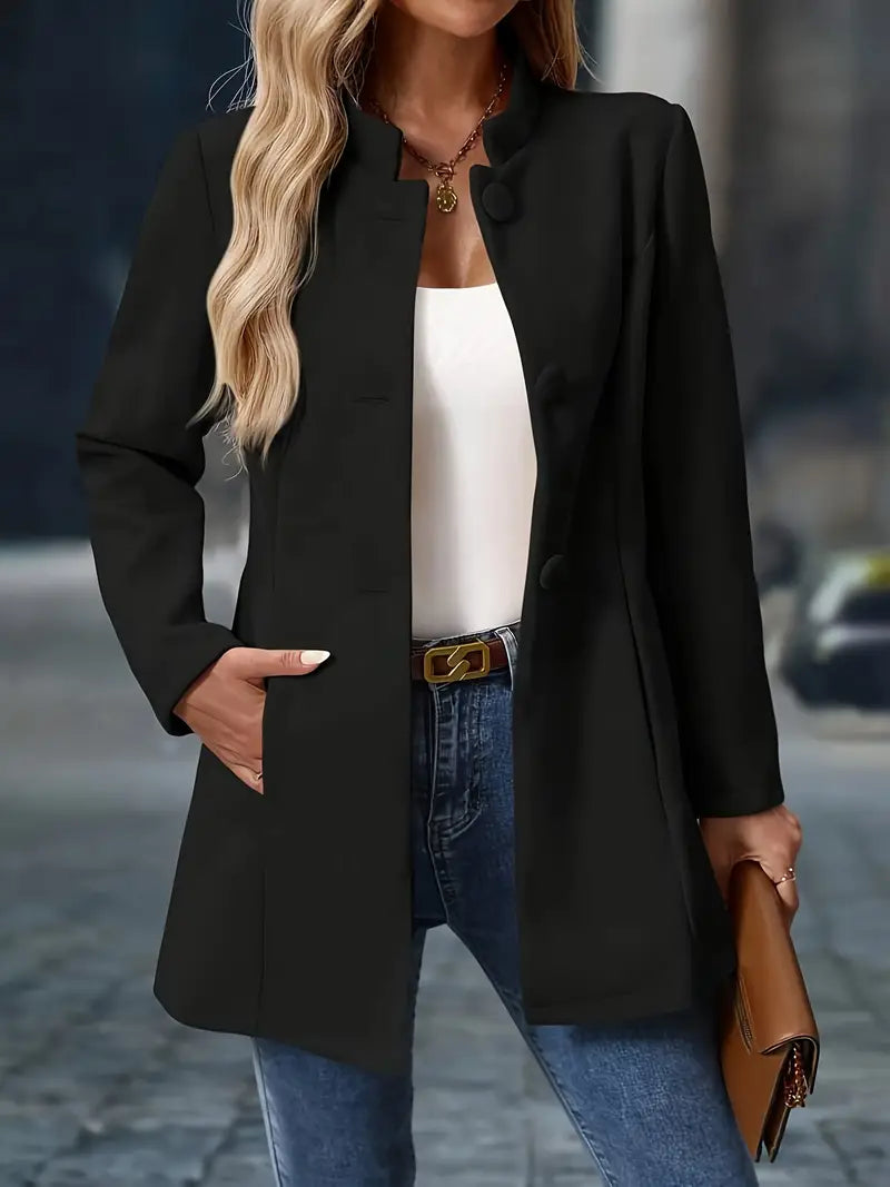 Women Winter Coat Button Closure Long