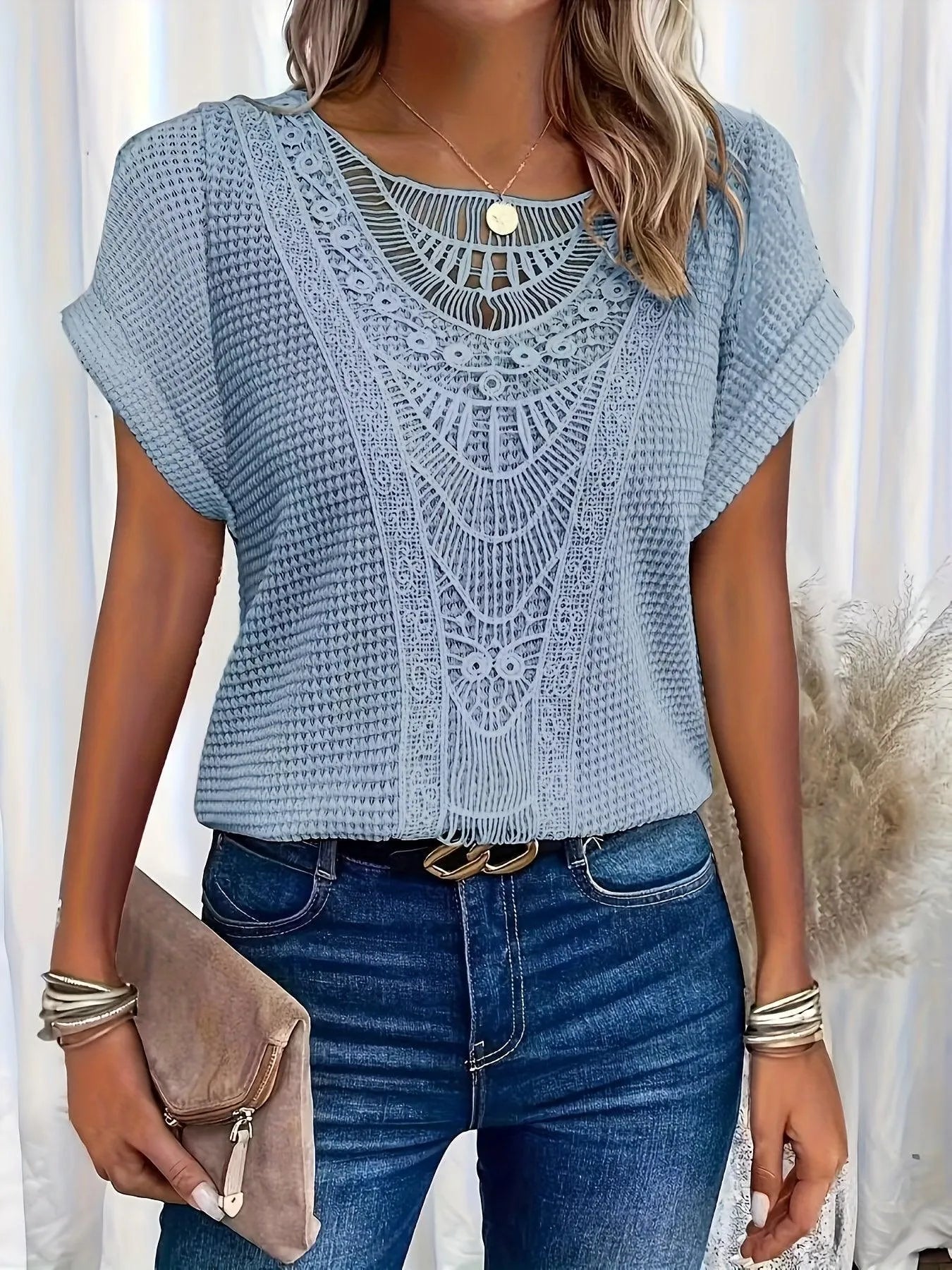 Lace Top | Breathable fabric, all-season wear | Lightweight, slim fit