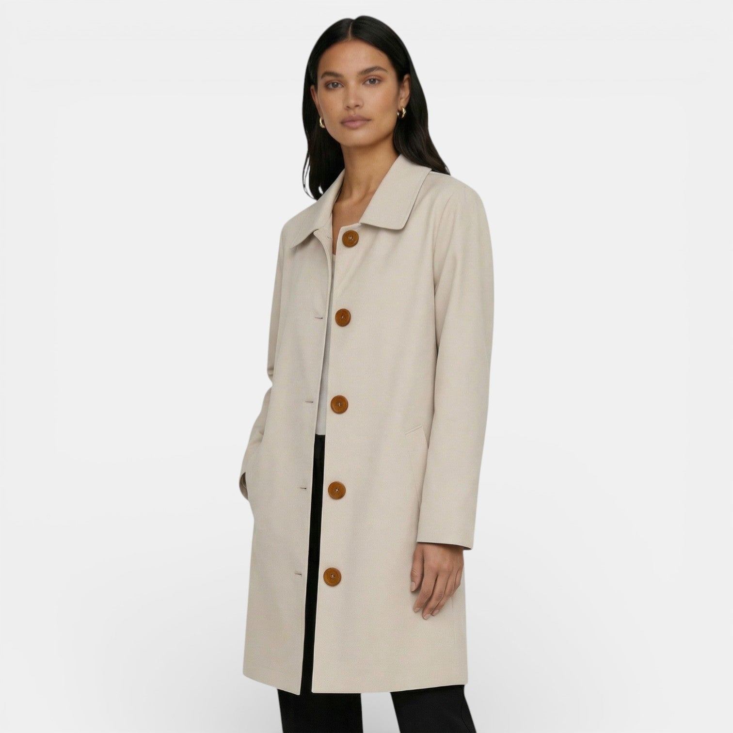 Women's Trench Coat | Midi Length, Lightweight Gabardine | Spring Autumn