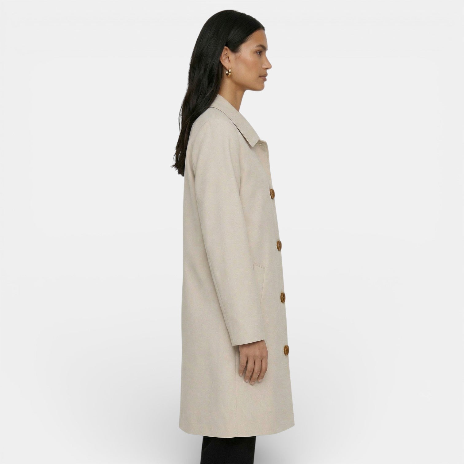 Women's Trench Coat | Midi Length, Lightweight Gabardine | Spring Autumn
