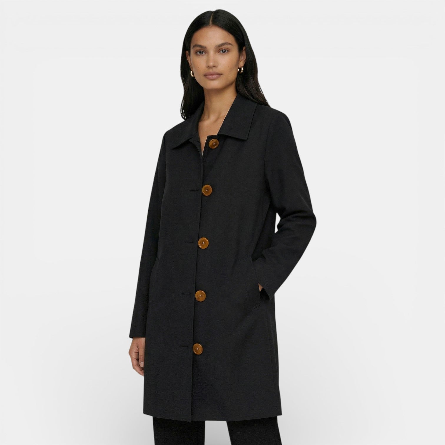 Women's Trench Coat | Midi Length, Lightweight Gabardine | Spring Autumn