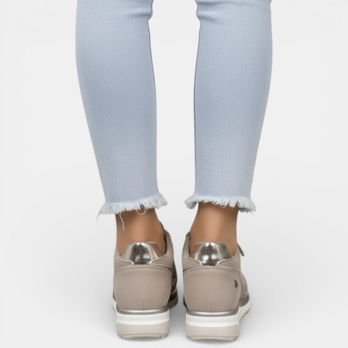 Women orthopedic platform shoes with rhinestone detail in beige