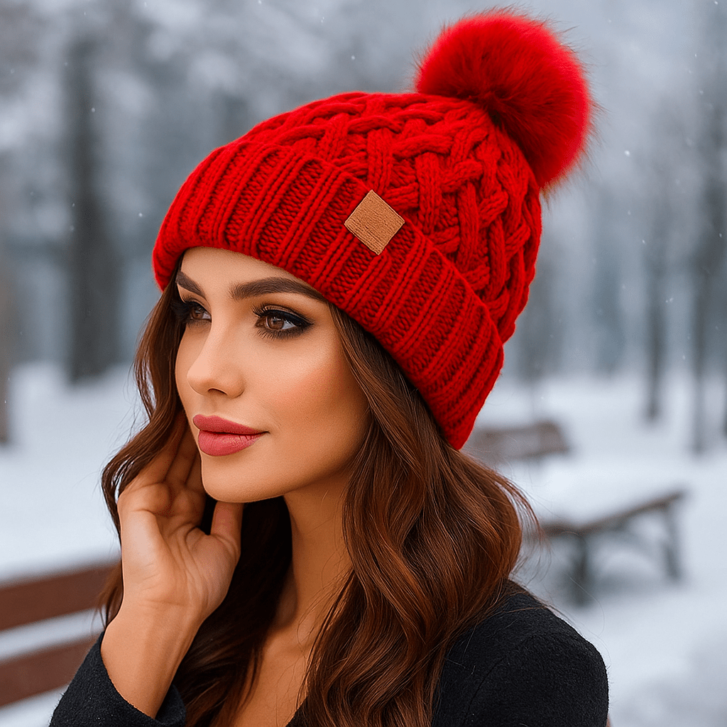 Winter Beanie - Cable Knit - Pom-Pom - Warm
