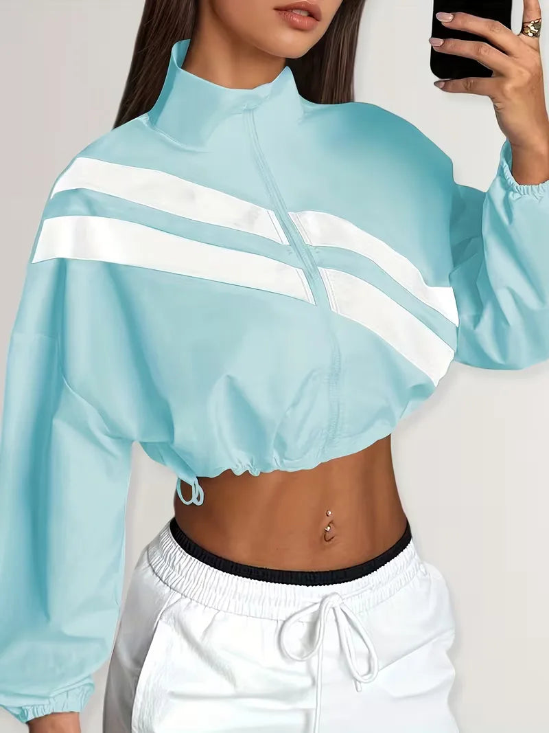 Women's Track Jacket | Oversized Streetwear, Light Blue